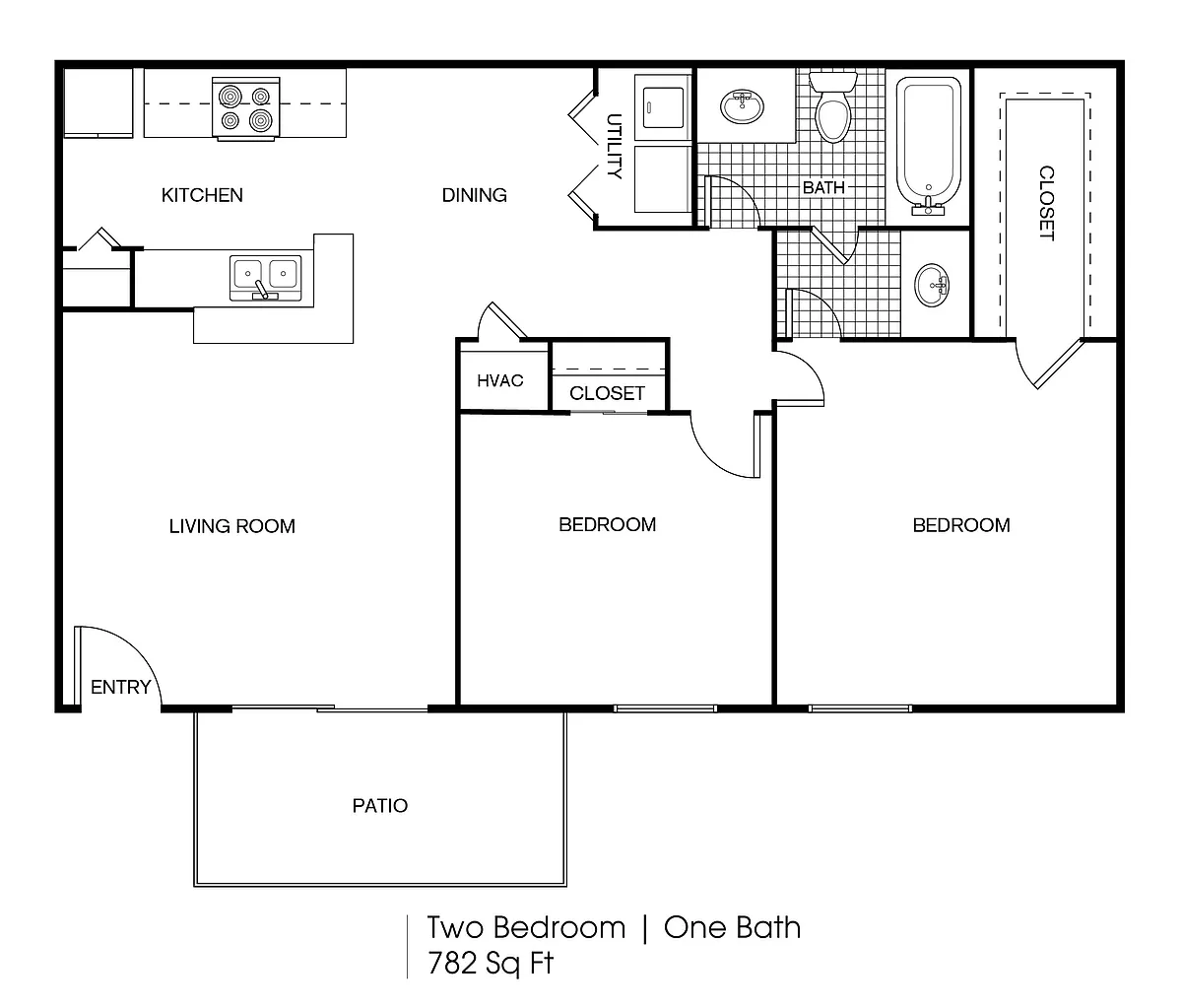 Floor plan 2 bedroom 1 bath