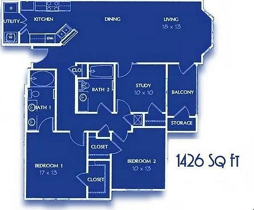 2bd w/ Study Layout
