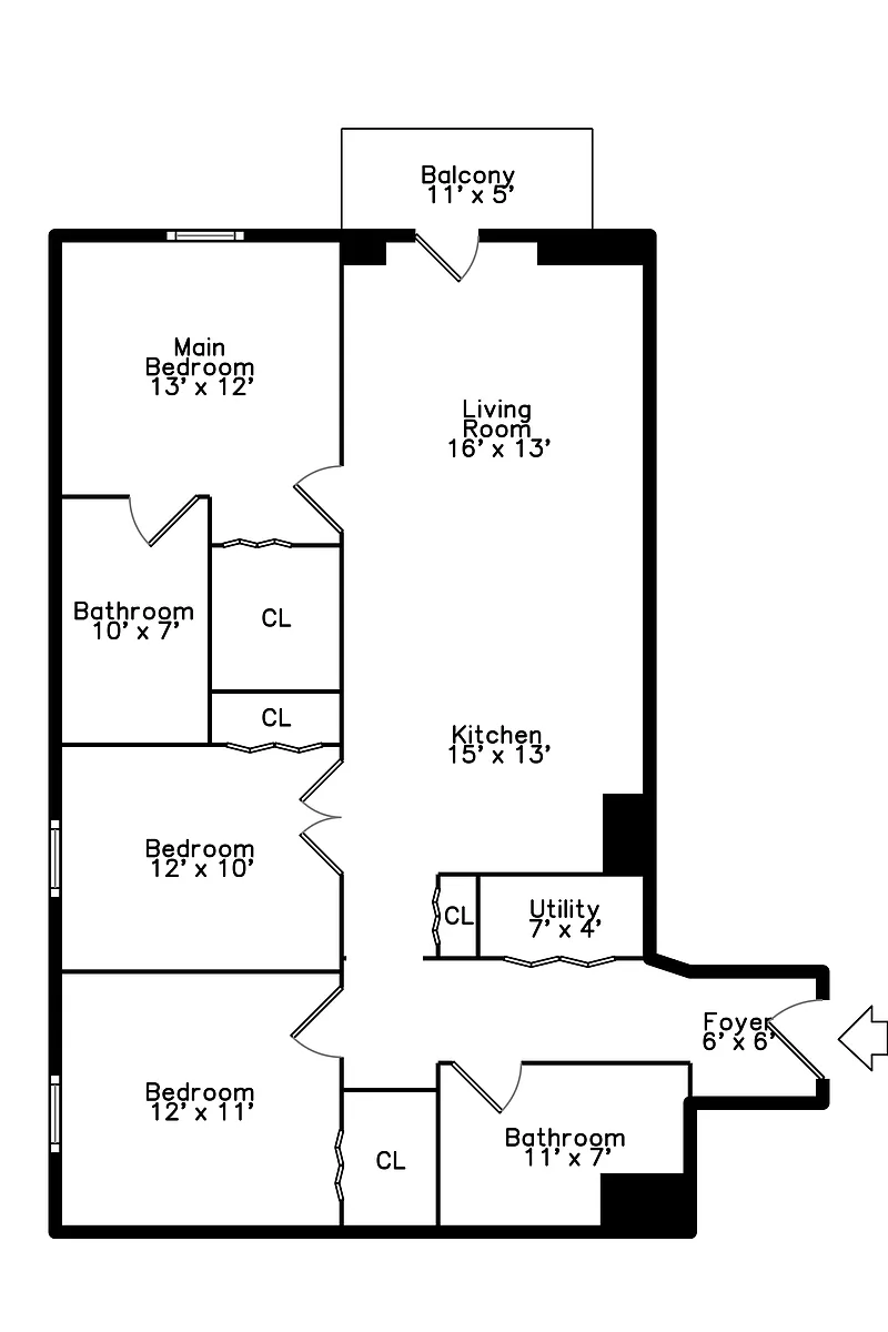 Floor plan 3 Bed 2 Bath