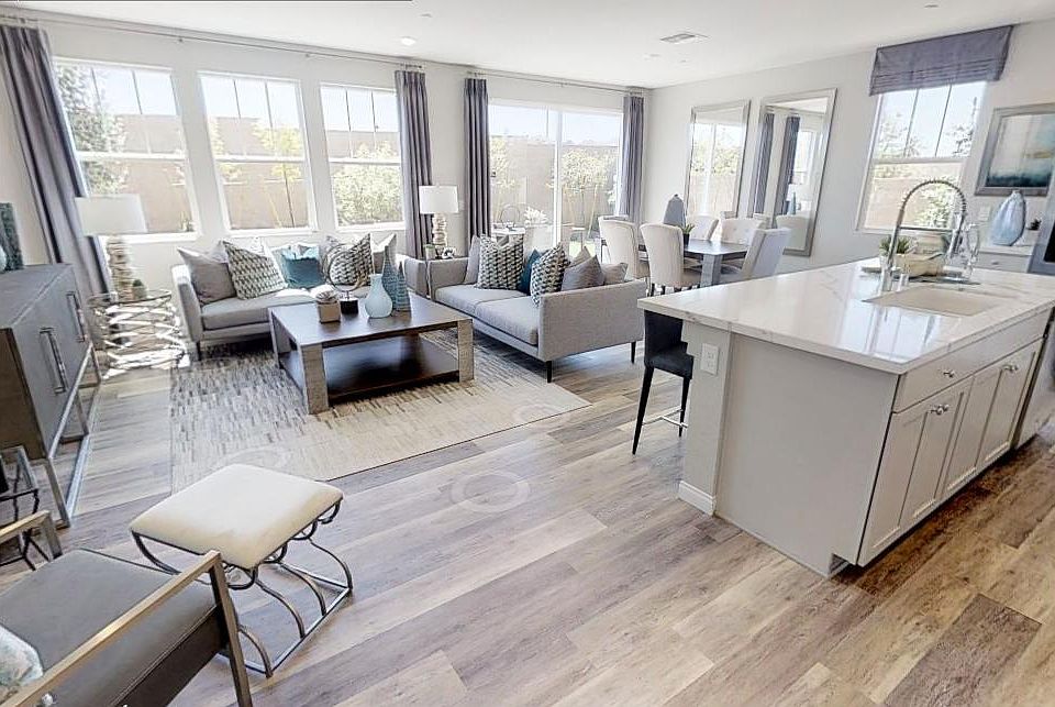 Great open room concept. Image of model home.