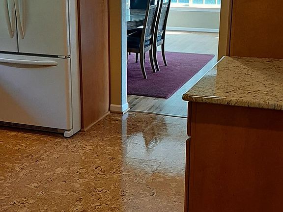 Cork flooring in kitchen