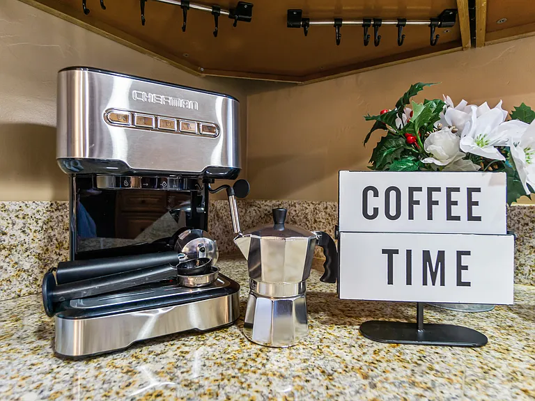 Brew your favorite coffee anytime with the in-unit coffee machine.