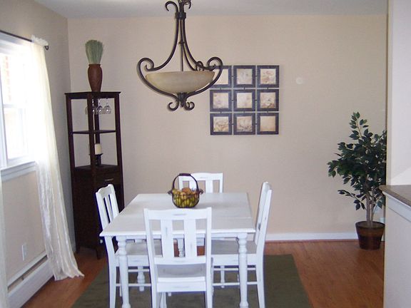 DINING ROOM/NEW CHANDELIER/GRANITE BAR