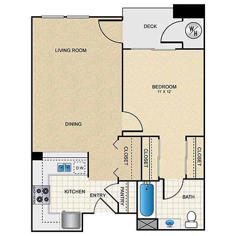 Floor plan One Bedroom A