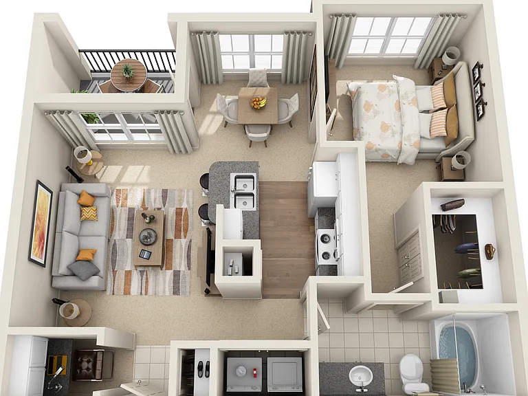 Estates at Memorial Heights - A3 - 1 Beds - 1 Baths - 739 Sq. ft.