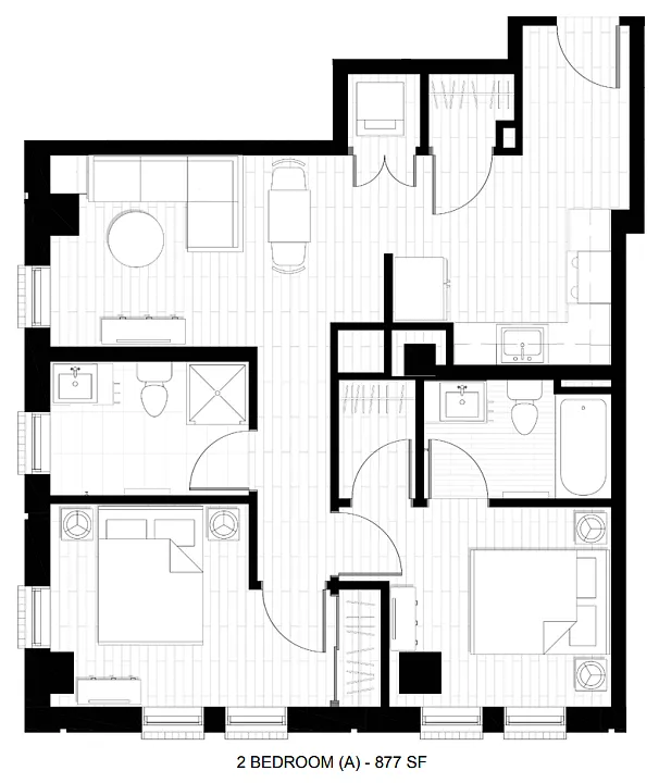 Floor plan 2 Bed 2 Bath A