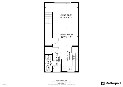 Floor plan 2 Bed 1.5 Bath