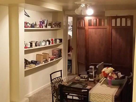 View of hall to bedrooms from Den