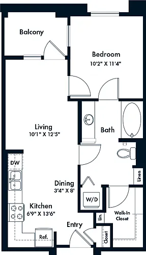 Floor plan 1 Bed- E01