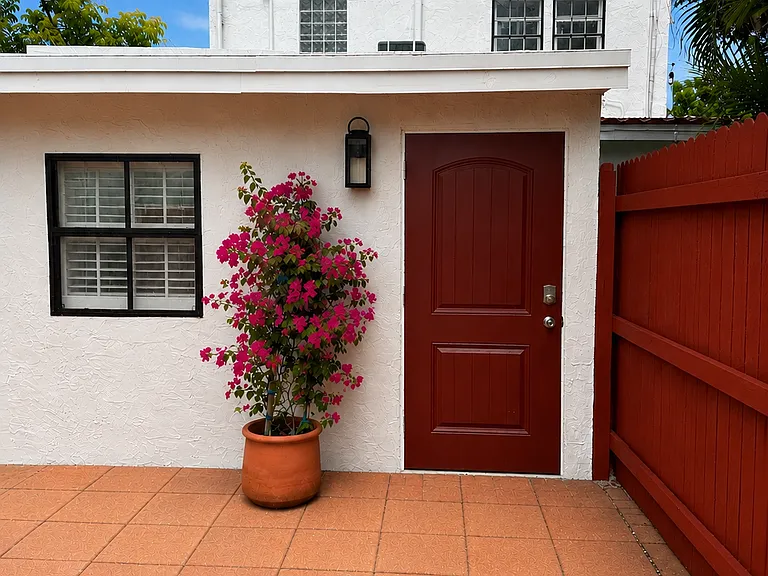 Private fenced patio and key less entry door