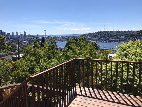 Private deck overlooking Lake Union and the Space Needle