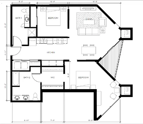 Floor plan 2BR-B-A