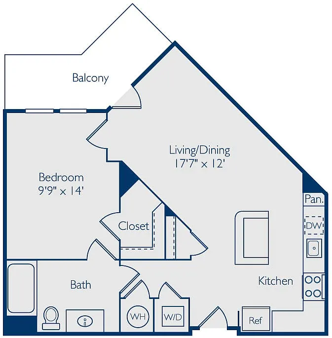 Floor plan 1 Bed 1 Bath A1H