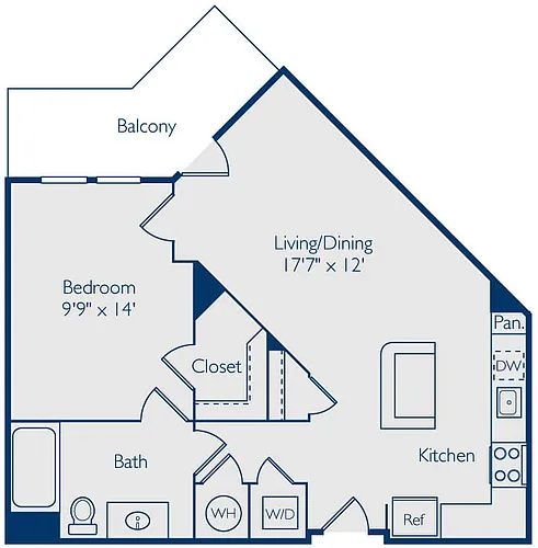 Floor plan 1 Bed 1 Bath A1H