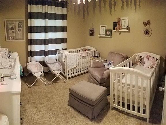 Bedroom used as a nursery for twins