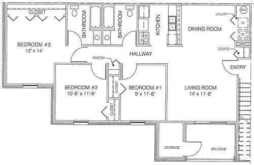 Floor plan 3 Bedroom 60 Percent