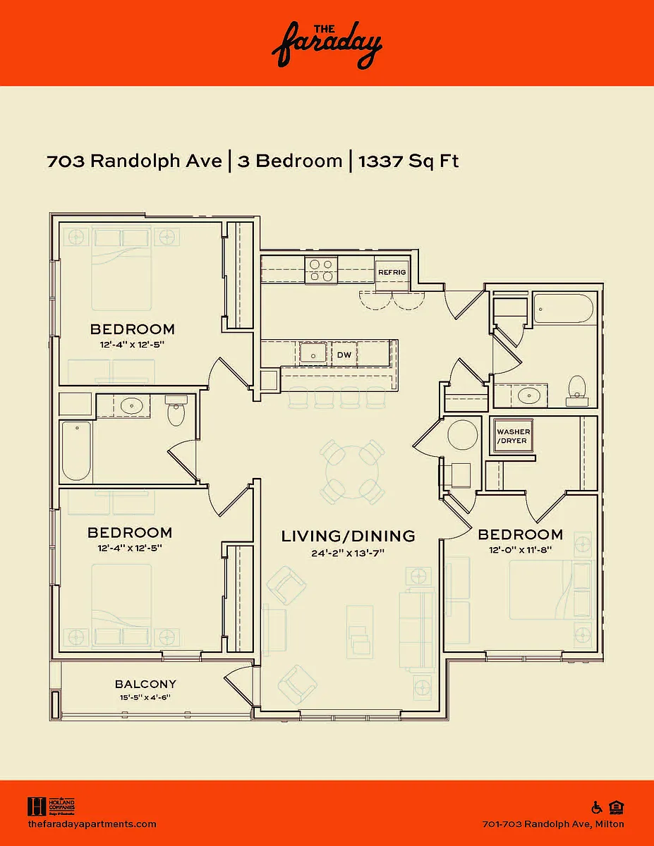 Floor plan 3 Bedroom 2 Bath