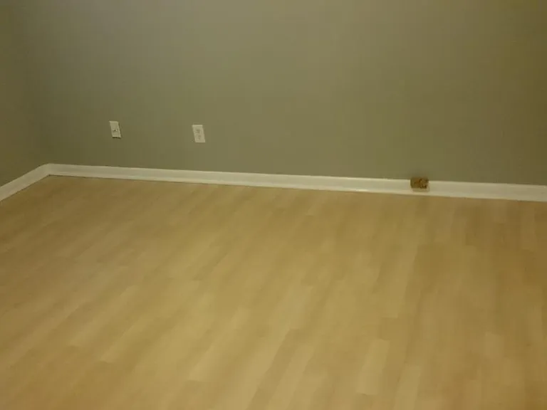 bedroom #2 wood laminate flooring and hanging closet space, new fan with remote