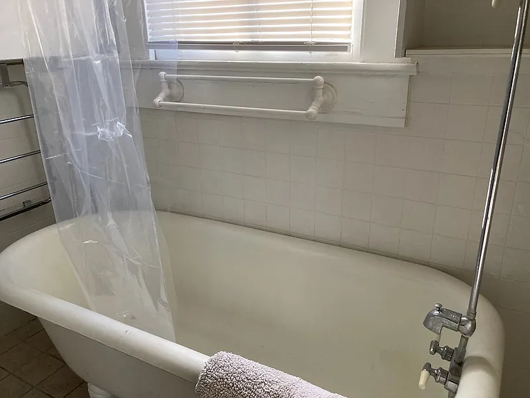 Bathroom with clawfoot tub and shower