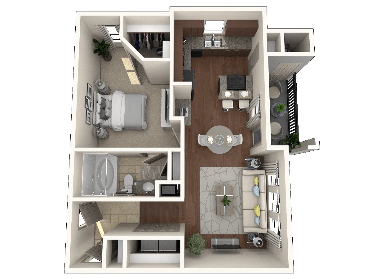 Floor plan One Bedroom + Attached Garage