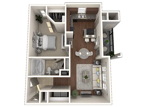 Floor plan One Bedroom + Attached Garage
