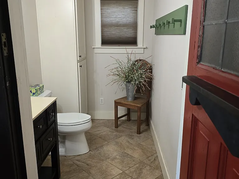 Heated tile floor in 1/2 bath on main level.