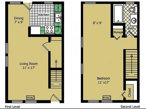 Floor plan One Bedroom Loft