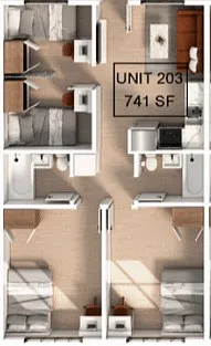 Floor plan 3 Bedroom | 2 Bath B