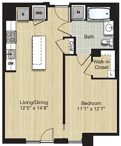Floor plan 1 Bed/1 Bath-Small