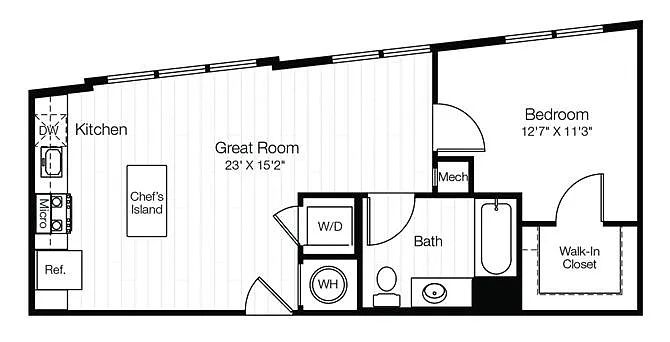 Floor plan A5 1 Bedroom 1 Bath