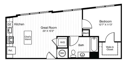 Floor plan A5 1 Bedroom 1 Bath