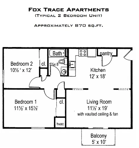 Floor plan 2 Bed 1 Bath