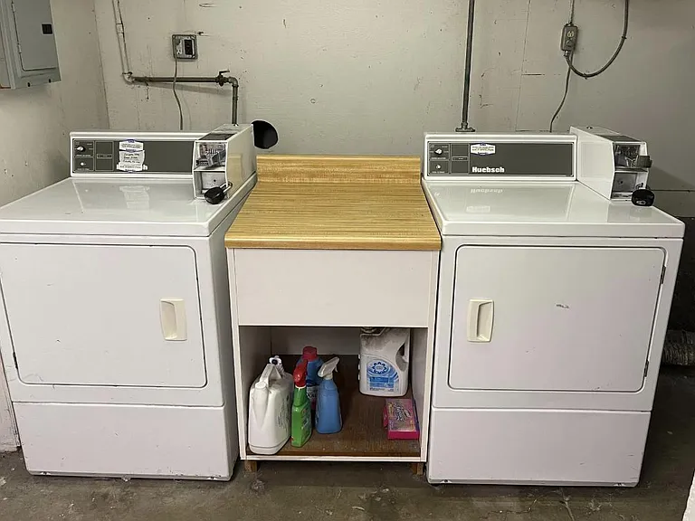 Coin op Laundry facilities and bike parking in the basement area