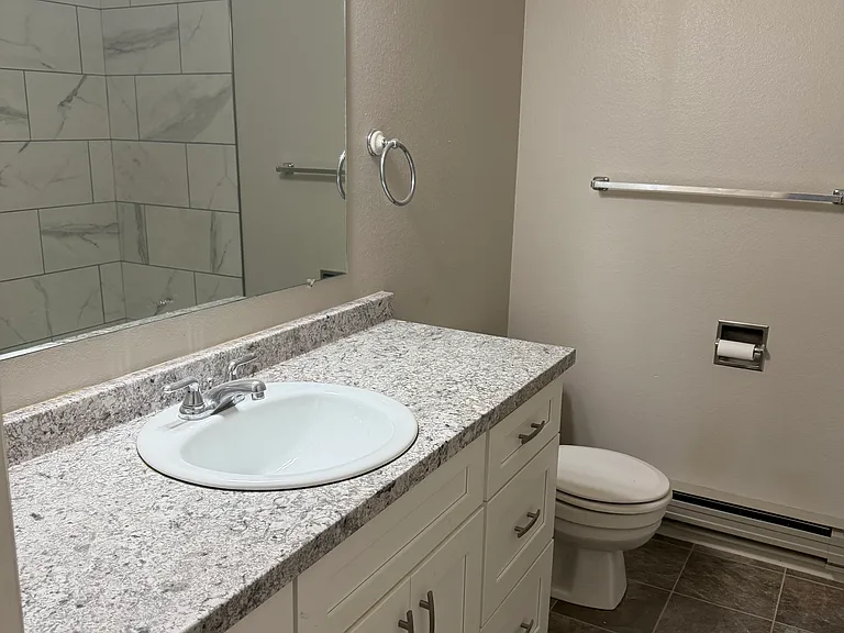 Brand new cabinets with double sink vanity. Photo is not exact unit.