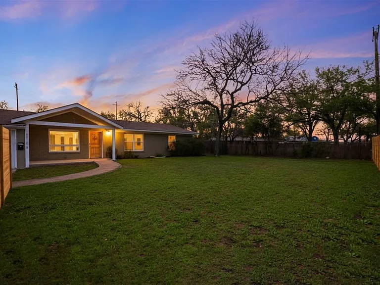 Front yard at dusk
