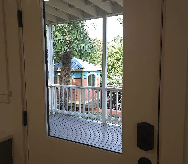 Privacy film will be installed on the front door glass before move-in.