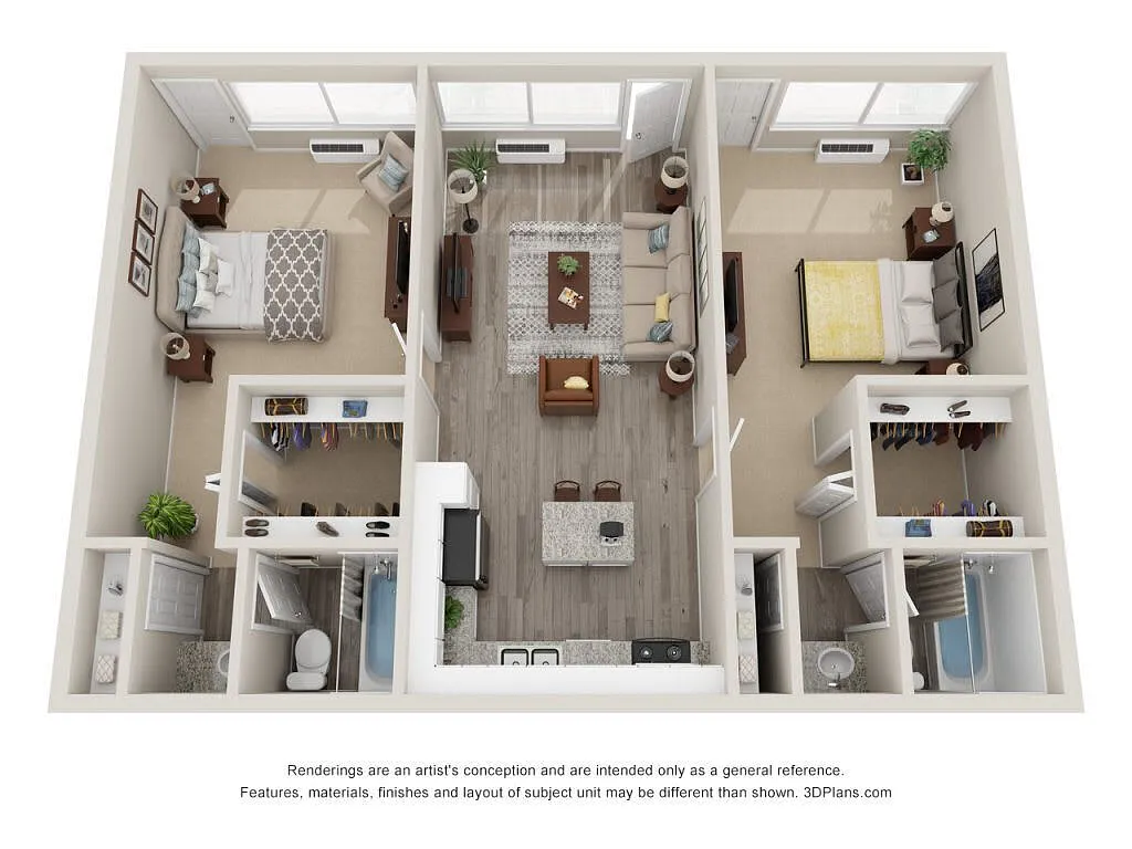 Floor plan 2 Bedroom, 2 Bathroom