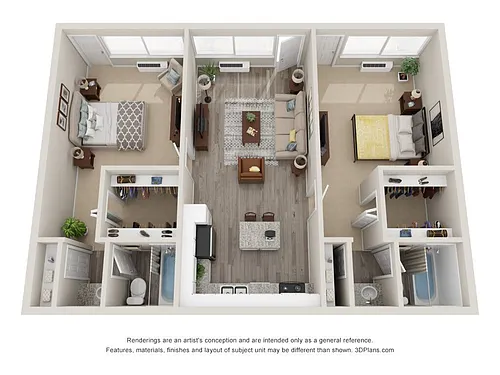 Floor plan Two Bedrooms, Two Bathrooms
