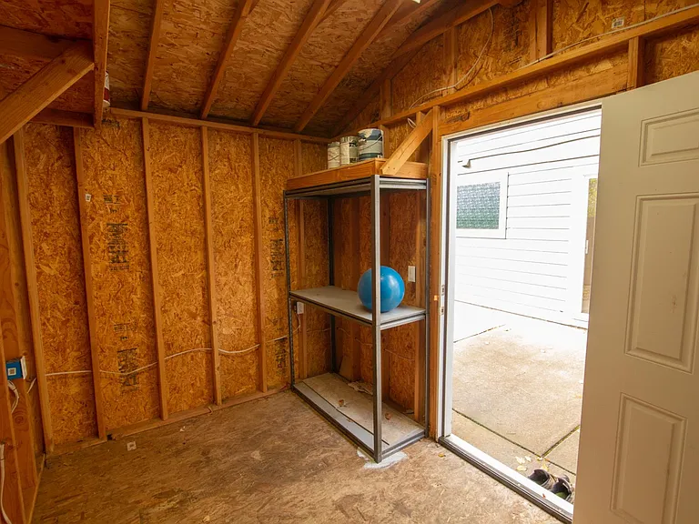 Inside the shed.