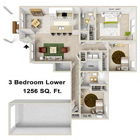 Floor plan 3 Bedroom 2 Bathroom
