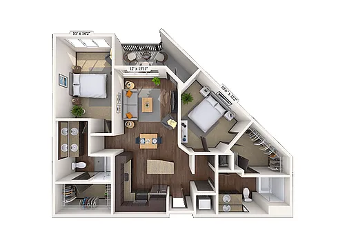 Floor plan Traditional 2x2 997-1148 SF