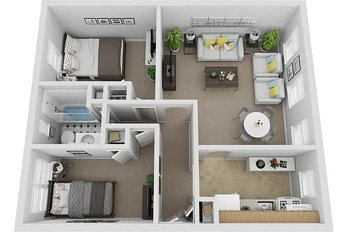 Floor plan Two Bedroom One Bath
