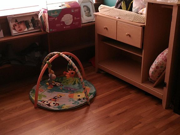 Bedroom overlooks backyard 