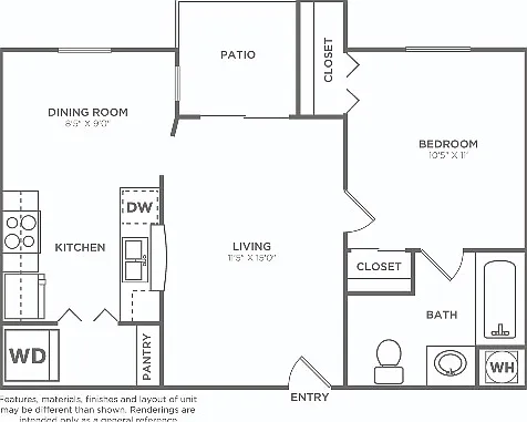 A1Q | 1 bed 1 bath | 608 sq ft A1Q | 1 bed 1 bath | 608 sq ft