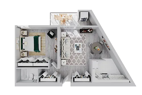 Floor plan 1 Bed 1 Bath - Plaza