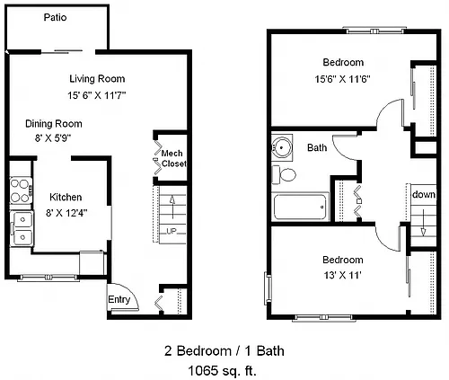 Floor plan 2 Bedroom B