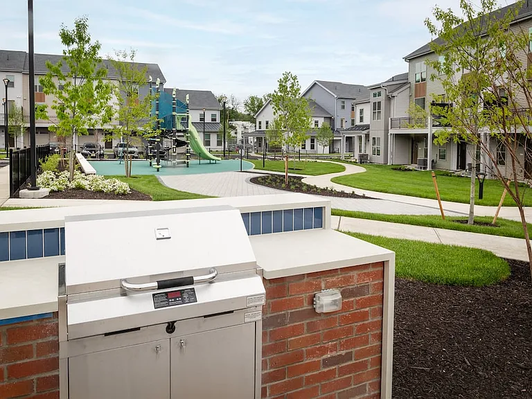 Grill station and outdoor tot lot