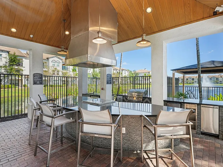 Outdoor lounge with BBQ grills