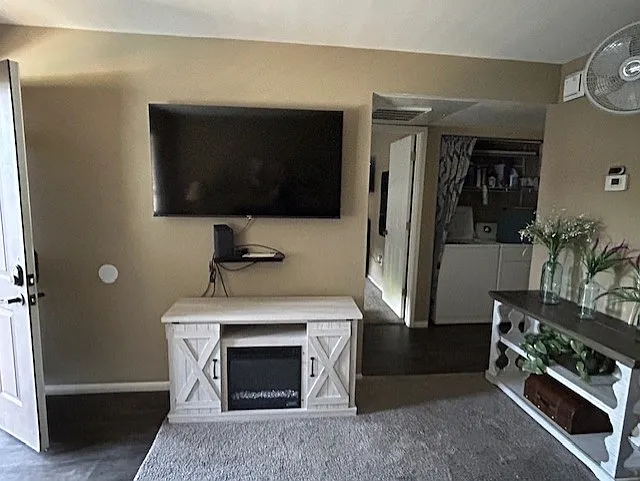 Smart TV and electric fireplace.
