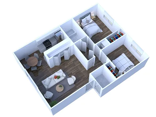 Floor plan 2 Bedroom, 1 Bath